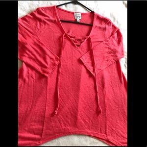 •COMO VINTAGE• V-Neck Beautiful Flowy Pink Top•